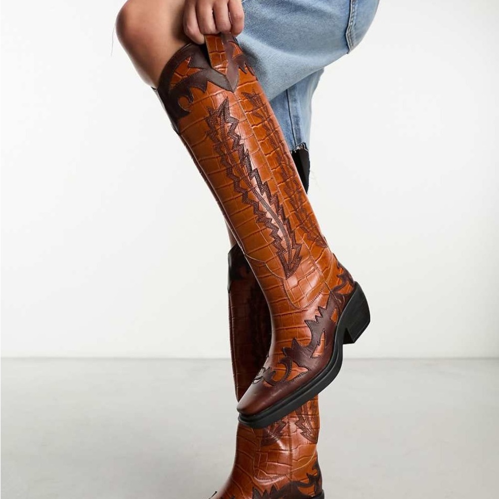 NWT ASOS DESIGN Cannon Leather Western Boot